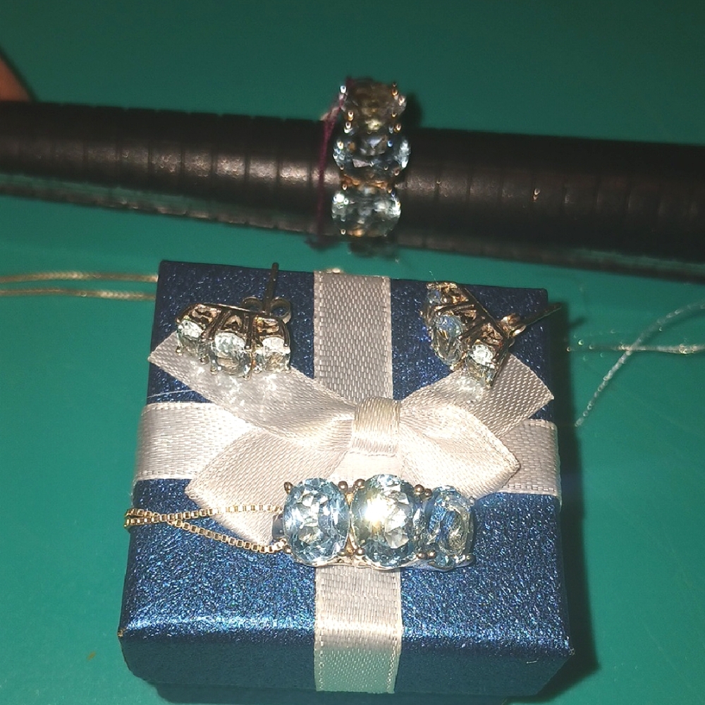 Elegant 925 Silver and Blue Topaz Gemstone Jewelry Set